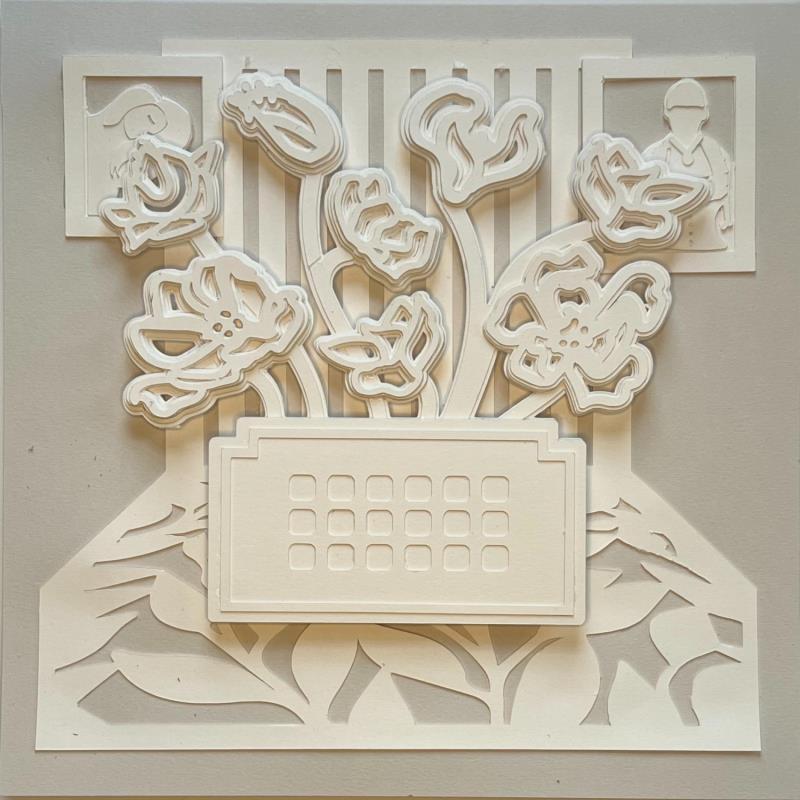 Pintura The Barmaid's Flowers por Ryder Susan | Pintura Figurativo Iconos pop Naturalezas muertas Blanco y negro Papel