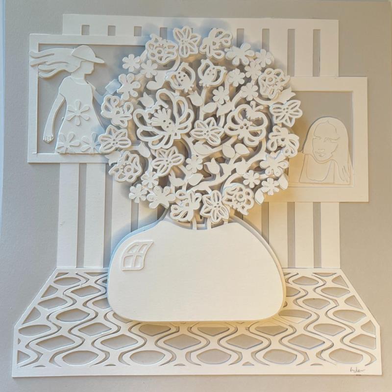 Painting Mona Looks On by Ryder Susan | Painting Figurative Still-life Minimalist Black & White Paper