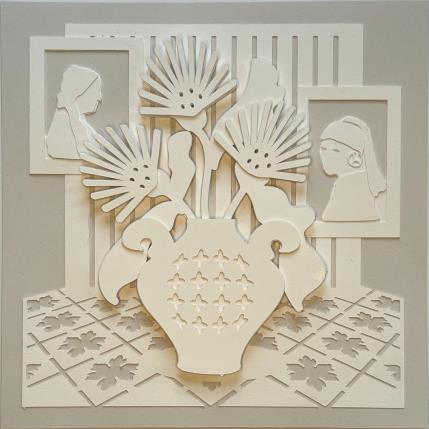 Peinture Girl with a peace earring par Ryder Susan | Tableau Figuratif Papier Minimaliste, Nature, Noir & blanc