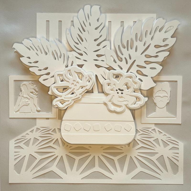 Gemälde Frida and Ferns von Ryder Susan | Gemälde Figurativ Natur Stillleben Schwarz & Weiß Papier