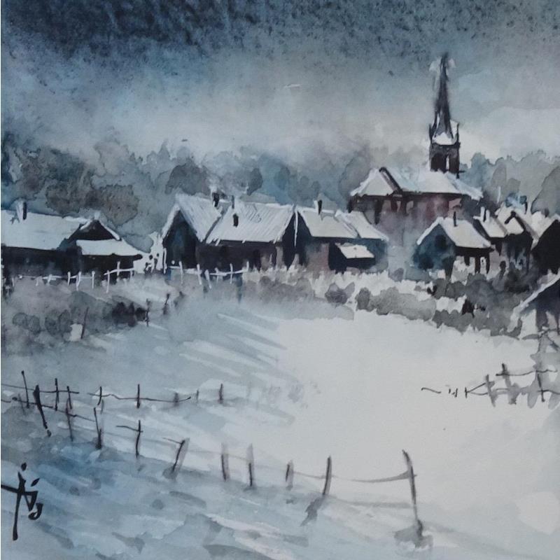 Gemälde Temps d'hiver von Abbatucci Violaine | Gemälde Figurativ Aquarell