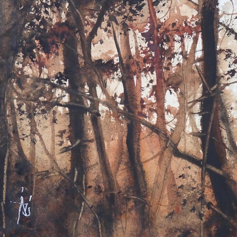 Gemälde Foret fouillie von Abbatucci Violaine | Gemälde Figurativ Aquarell