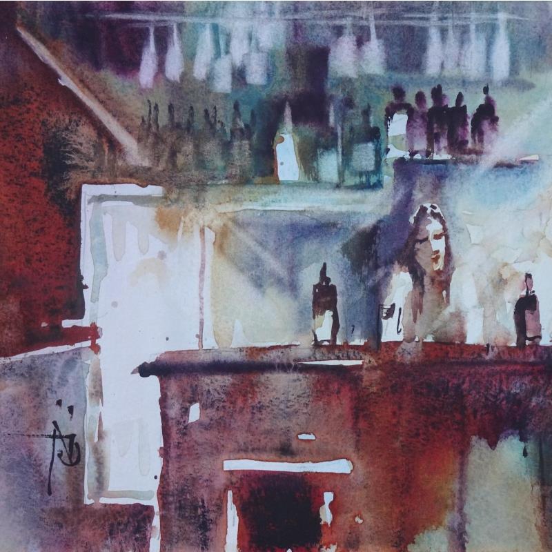 Painting Bientôt la fin du service by Abbatucci Violaine | Painting Figurative Watercolor