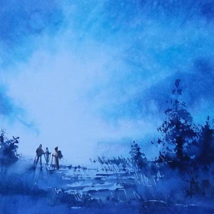Gemälde L'appel du sommet von Abbatucci Violaine | Gemälde Figurativ Aquarell Pop-Ikonen