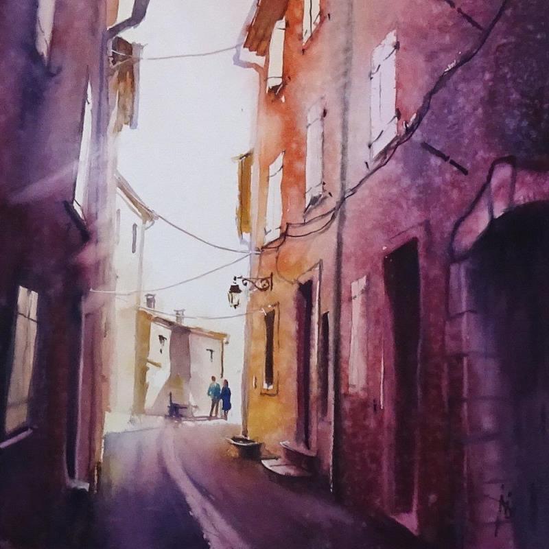 Peinture Un p'tit village bien tranquille par Abbatucci Violaine | Tableau Figuratif Aquarelle