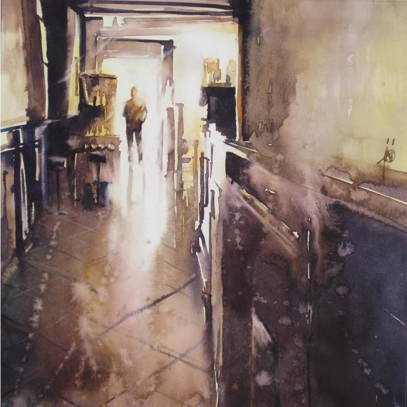 Peinture Le serveur est en pause par Abbatucci Violaine | Tableau Figuratif Aquarelle