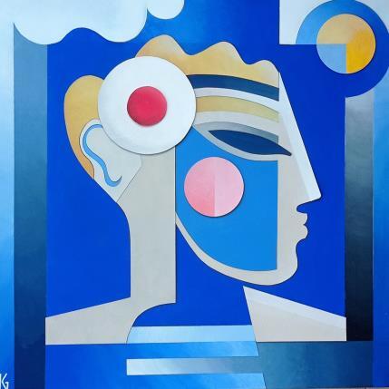 Gemälde Le marin von Gustavsen Karl | Gemälde Figurativ Acryl, Collage Alltagsszenen, Marine, Porträt