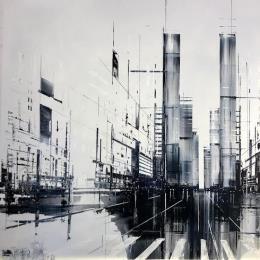 Peinture Street life par Rey Julien | Tableau Figuratif Feuille d'or