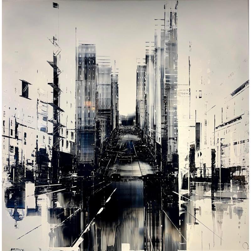 Painting Down the road  by Rey Julien | Painting Figurative Gold leaf