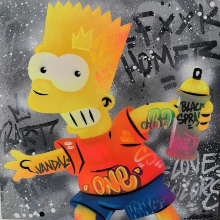Gemälde Bart vandal von Lemoine Mael | Gemälde Pop-Art Acryl, Graffiti Pop-Ikonen