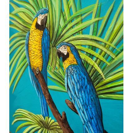 Peinture Ara bleu par Geiry | Tableau Matiérisme Acrylique, Pigments, Poudre de marbre Animaux, Nature