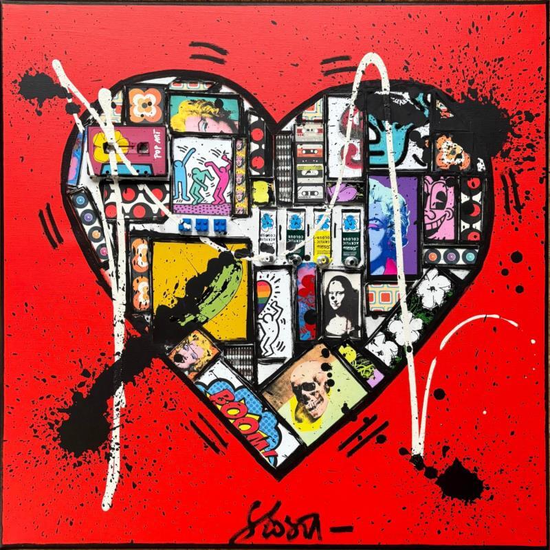 Painting pop He (art) by Costa Sophie | Painting Pop-art Pop icons Acrylic Gluing Upcycling