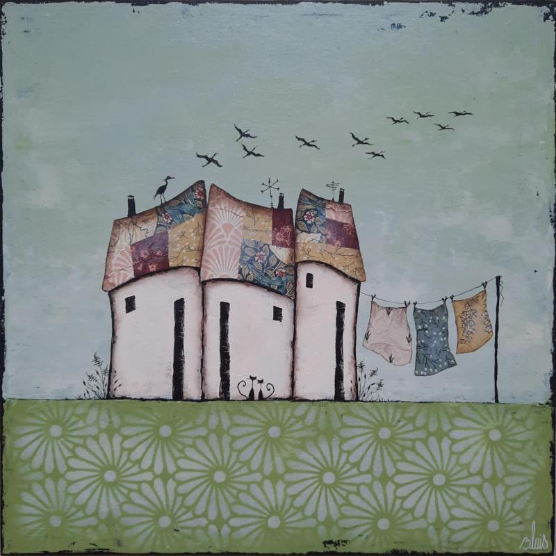 Painting sérénité 33 by Blais Delphine | Painting Raw art Landscapes Acrylic Gluing