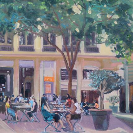 Painting Place du Griffon - Lyon by Sirope Rémy | Painting Figurative Oil Life style
