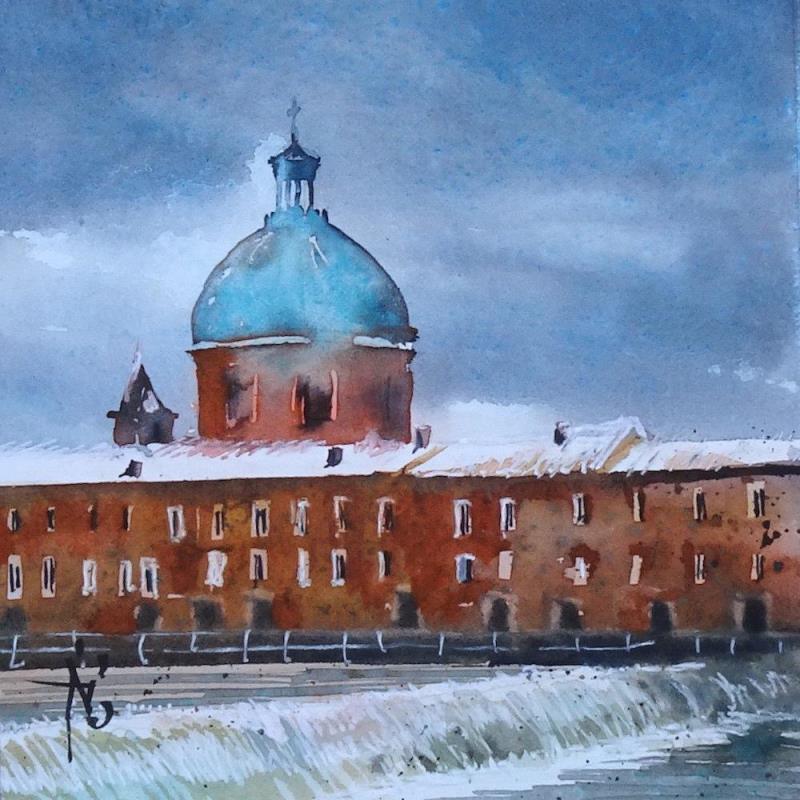 Peinture Averse neigeuse par Abbatucci Violaine | Tableau Figuratif Aquarelle