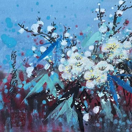 Peinture White blossom par Yu Huan Huan | Tableau Figuratif Aquarelle, Encre Nature