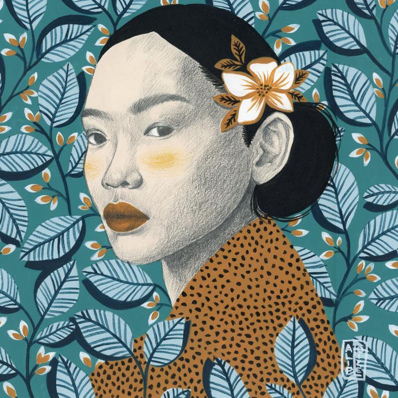 Painting Ha-Yoon by Alie Loizel | Painting Figurative Portrait Nature Acrylic