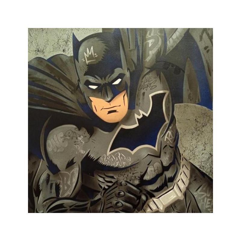 Peinture Bat-Blue par Lemoine Mael | Tableau Pop-art Icones Pop Graffiti Acrylique