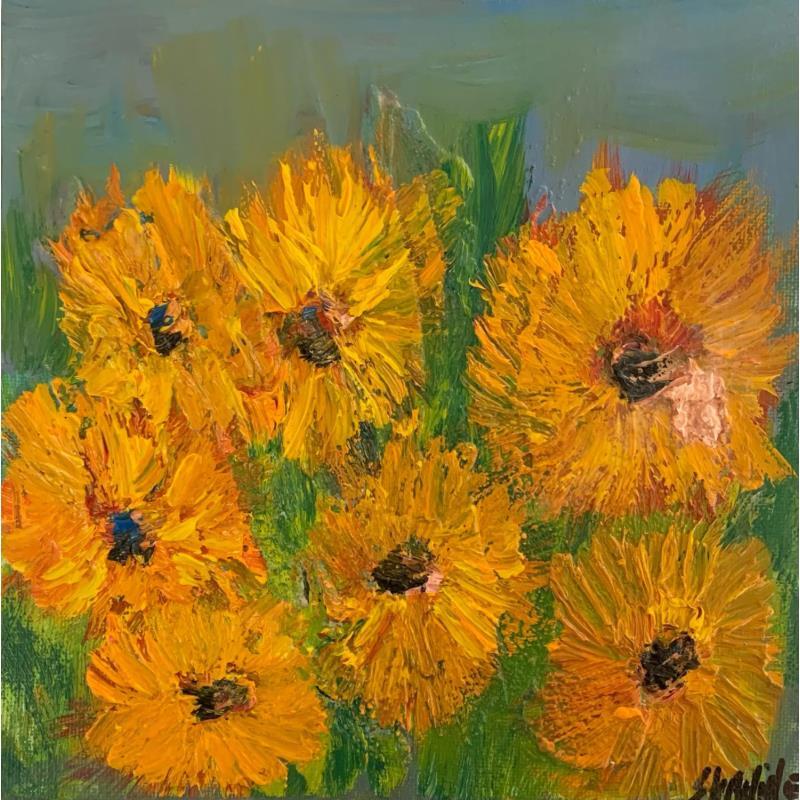 Peinture tournesols dans les champs par Shahine | Tableau Figuratif Huile