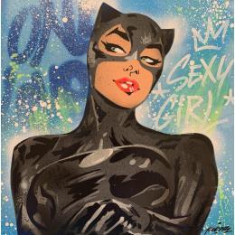 Painting SEXY  CATWOMAN by Lemoine Mael | Painting Pop-art Acrylic, Graffiti Pop icons