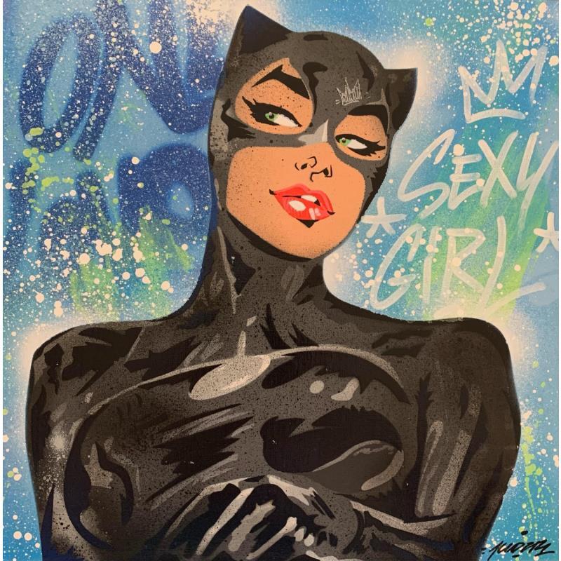 Painting SEXY  CATWOMAN by Lemoine Mael | Painting Pop-art Pop icons Graffiti Acrylic