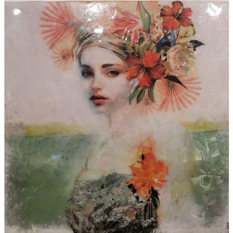 Gemälde La Monica von Bofill Laura | Gemälde Figurativ Porträt Holz Acryl Harz