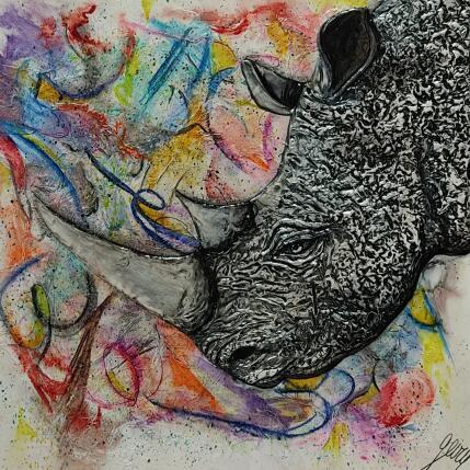 Painting Rhinocéros by Geiry | Painting Subject matter
