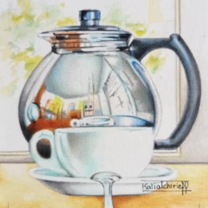 Painting Pause café  by Tchirieff Katia | Painting Figurative Oil Still-life