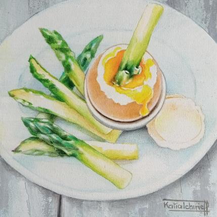 Painting Asperges à la coque by Tchirieff Katia | Painting Figurative Oil Pop icons, Still-life