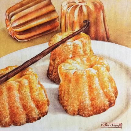 Painting Cannelés dorés by Tchirieff Katia | Painting Figurative Oil Still-life