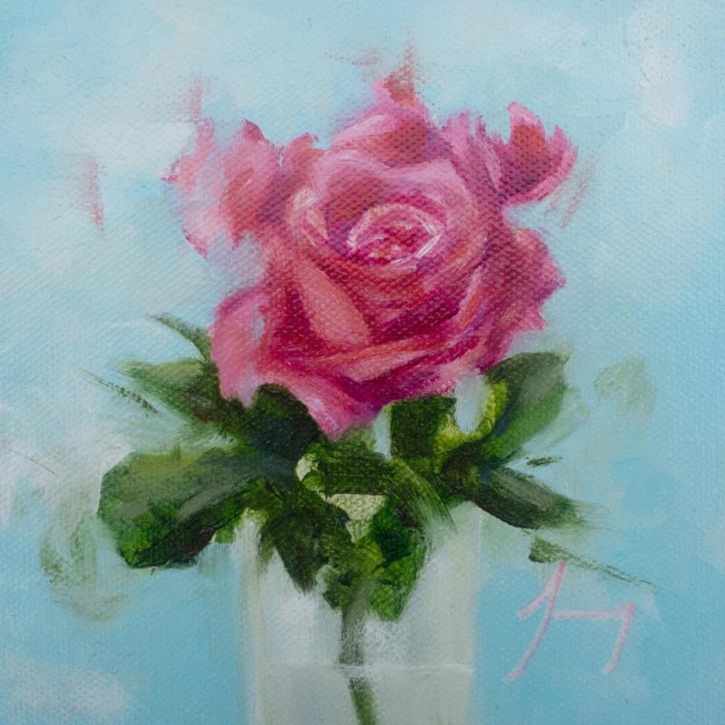 Painting Rose by Jung François | Painting Figurative Still-life Oil