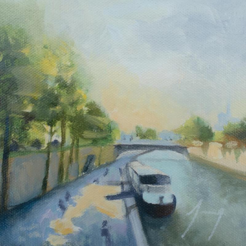 Peinture Quais de seine par Jung François | Tableau Figuratif Paysages Urbain Huile