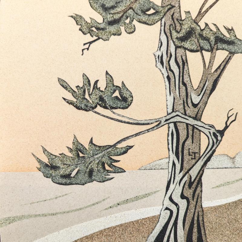 Peinture Cyprès de Lambert par Jovys Laurence  | Tableau Matiérisme Paysages Nature Sable