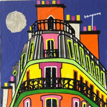 Painting Nuit Pop by Lovisa | Painting Figurative Acrylic, Gluing, Posca, Silver leaf, Upcycling Pop icons, Urban