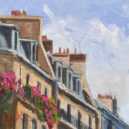 Peinture Paris Chiminies par Brooksby | Tableau Figuratif Huile Architecture, Scènes de vie