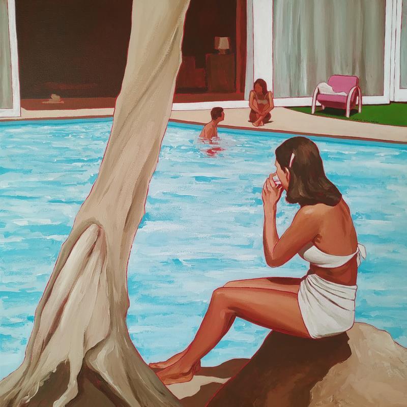 Peinture Pénélope est chez des amis... par Gallardo Serge | Tableau Figuratif Scènes de vie Acrylique