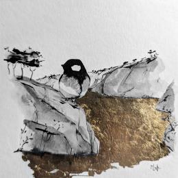 Painting Cassis by Mü | Painting Figurative Gold leaf, Ink Animals, Landscapes, Nature