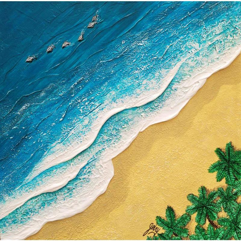 Painting Les îles Galapagos by Geiry | Painting Subject matter Marine Nature Acrylic Pigments Marble powder