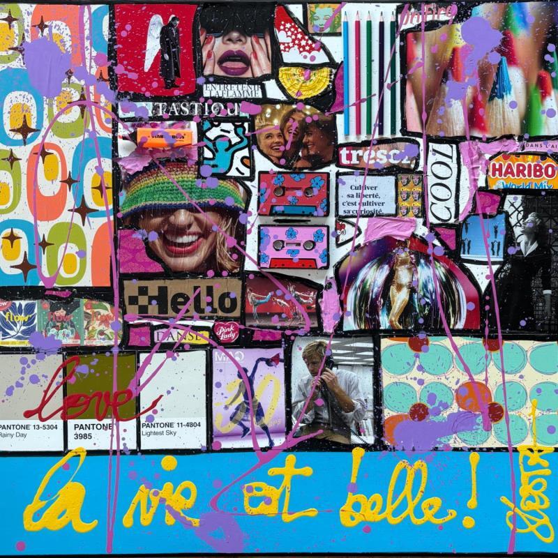 Painting La vie est belle ! by Costa Sophie | Painting Pop-art Acrylic Gluing Upcycling