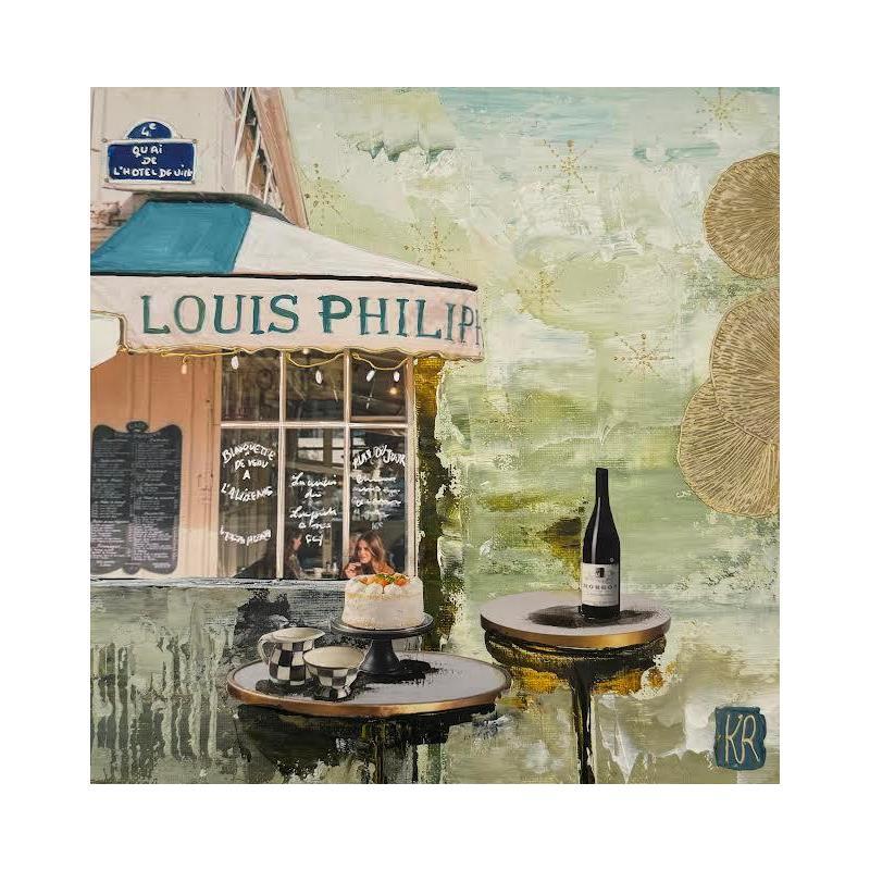 Peinture Quais de l'hotel de ville par Romanelli Karine | Tableau Figuratif Acrylique Collage