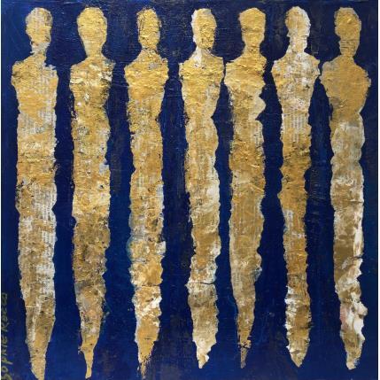 Peinture Ostia Antica Bleu par Rocco Sophie | Tableau Art Singulier Acrylique, Collage, Sable