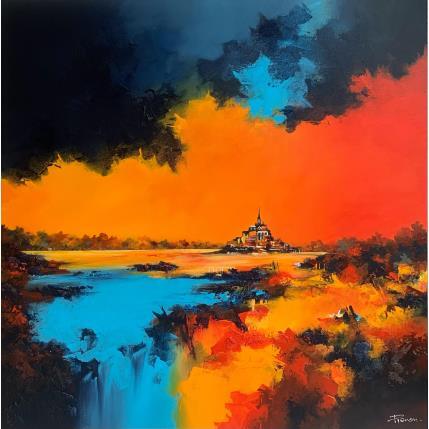 Painting Hommage au Mont St Michel by Pienon Cyril | Painting Figurative Acrylic, Sand Landscapes, Marine