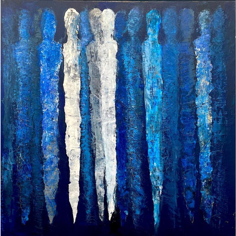 Gemälde Les etrusques dans l'azur von Rocco Sophie | Gemälde Art brut Acryl Collage Sand