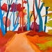 Painting Le petit bois sous la pluie by PAPAIL | Painting Abstract Landscapes Oil