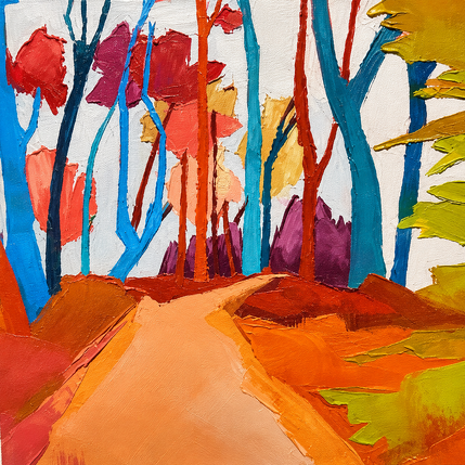 Painting Le petit bois sous la pluie by PAPAIL | Painting Abstract Oil Landscapes