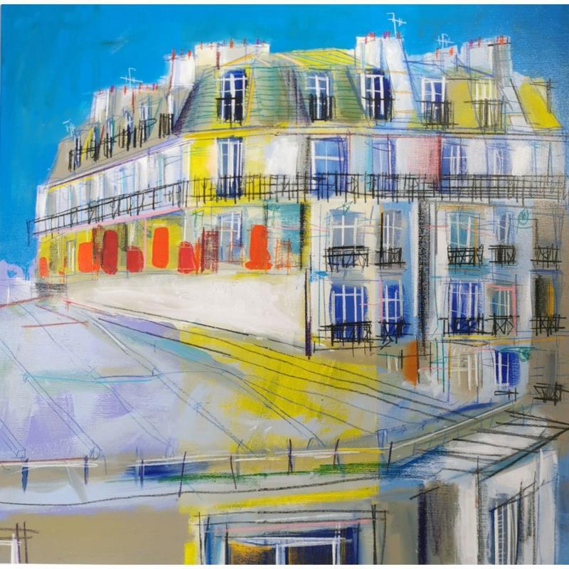 Pintura Le jour c'est la nuit por Anicet Olivier | Pintura Figurativo Urbano Arquitectura Acrílico Pastel