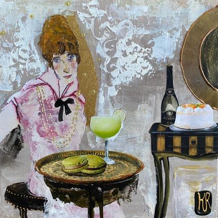 Painting Le goûter  by Romanelli Karine | Painting Figurative Acrylic, Gluing Life style, Pop icons, Portrait