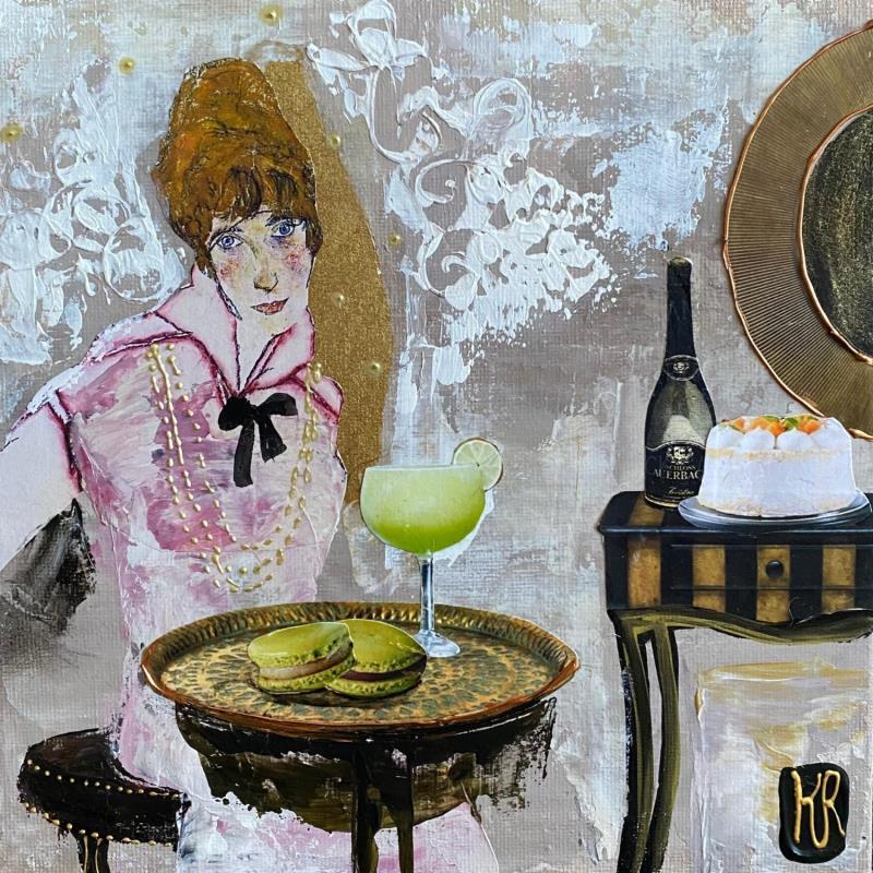 Painting Le goûter  by Romanelli Karine | Painting Figurative Portrait Life style Acrylic Gluing