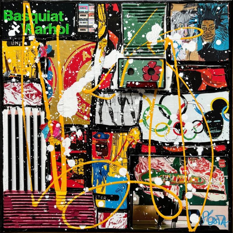 Gemälde Conversations von Costa Sophie | Gemälde Pop-Art Pop-Ikonen Acryl Collage Upcycling