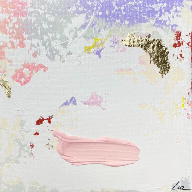 Pintura Chemin d'or por Luz Alexandra | Pintura Abstracto Minimalista Acrílico Hoja de oro